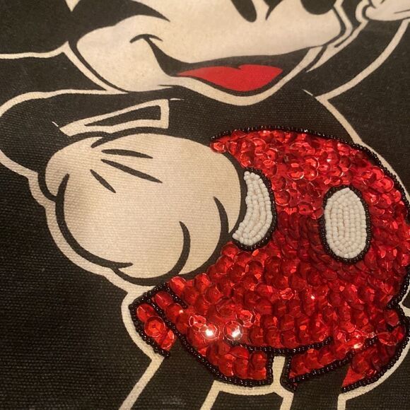 Mickey Mouse Black Purse Shoulder Bag Red Sequin Belly Vintage - Picture 2 of 11